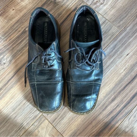 Skechers Vintage Leather Oxfords Black Contact Stitching EU SIZE 45 US 11.5 Lace